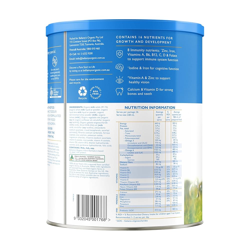 Bellamy's Organic Step 3 Toddler Milk Drink Formula 900 g